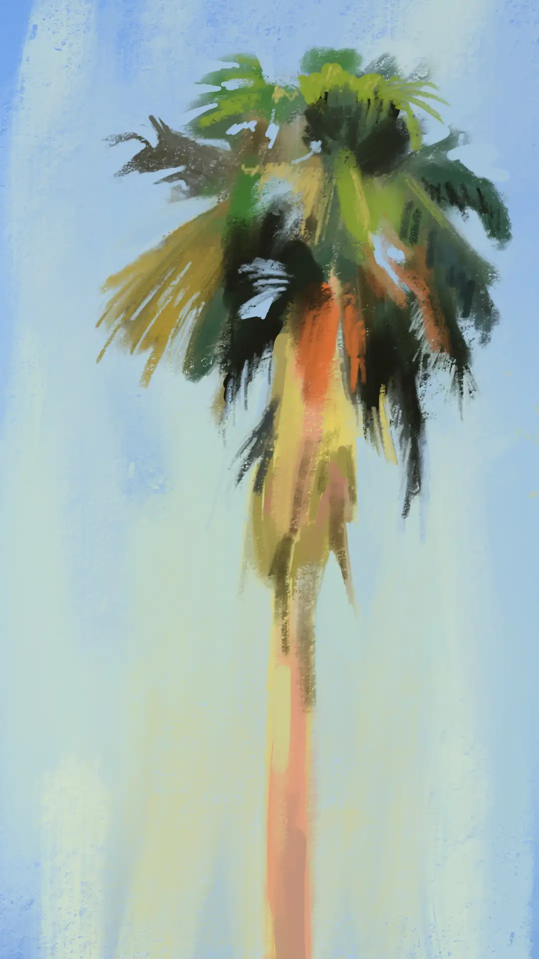 Digital painting of a palm tree by Steven Erdmann, created in Procreate.